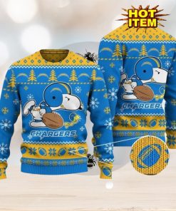 Los Angeles Chargers Logos American Football Snoopy Dog Ugly Christmas Sweater Funny Christmas Gift For Sport Fans