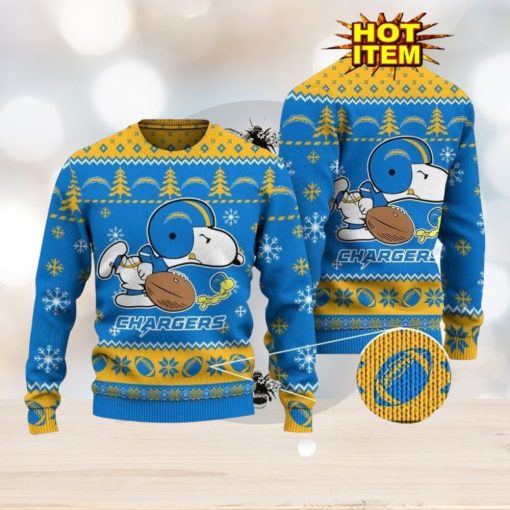 Los Angeles Chargers Logos American Football Snoopy Dog Ugly Christmas Sweater Funny Christmas Gift For Sport Fans