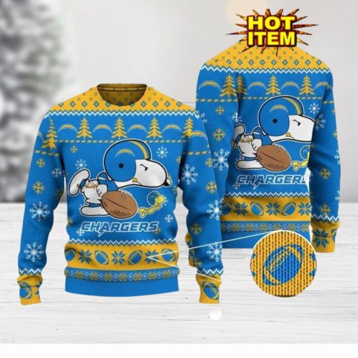 Los Angeles Chargers Logos American Football Snoopy Dog Ugly Christmas Sweater Funny Christmas Gift For Sport Fans