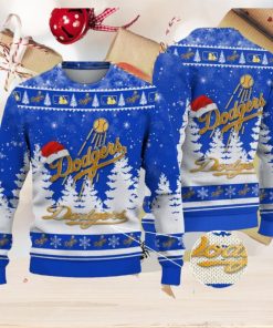 Los Angeles Dodgers Logo Golden Fans Santa Hat Tree Ugly Christmas Sweater