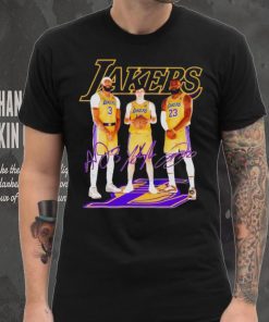 Los Angeles Lakers basketball three members signatures shirt