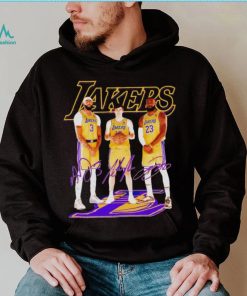Los Angeles Lakers basketball three members signatures shirt