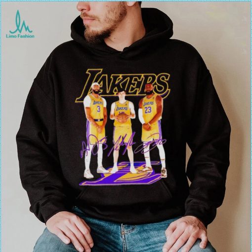 Los Angeles Lakers basketball three members signatures shirt