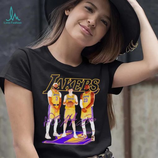 Los Angeles Lakers basketball three members signatures shirt