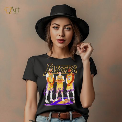 Los Angeles Lakers basketball three members signatures shirt