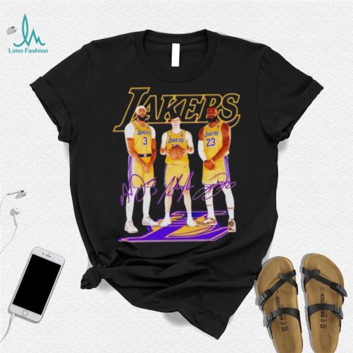 Los Angeles Lakers basketball three members signatures shirt