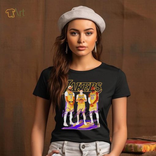 Los Angeles Lakers basketball three members signatures shirt