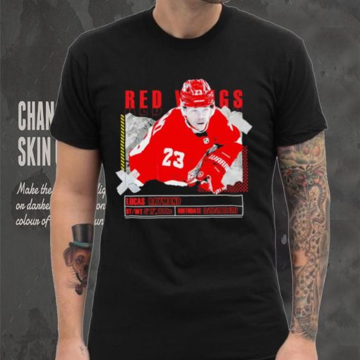 Lucas Raymond number 23 Detroit Red Wings ice hockey player pose paper gift shirt