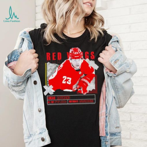 Lucas Raymond number 23 Detroit Red Wings ice hockey player pose paper gift shirt