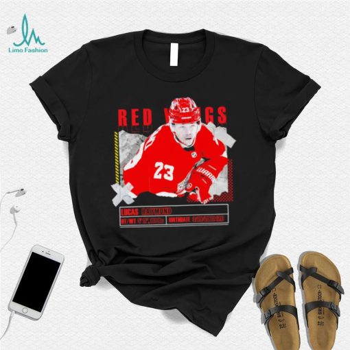 Lucas Raymond number 23 Detroit Red Wings ice hockey player pose paper gift shirt