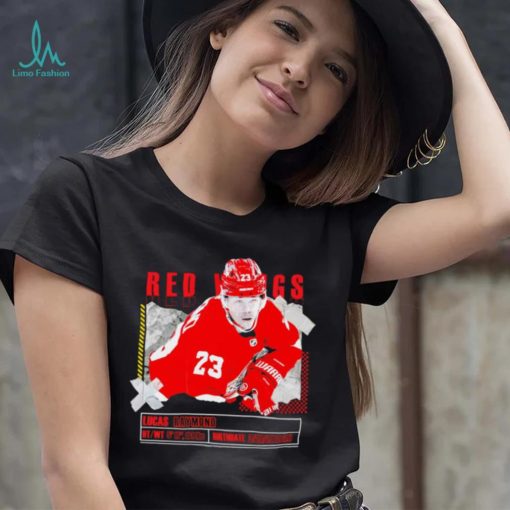 Lucas Raymond number 23 Detroit Red Wings ice hockey player pose paper gift shirt