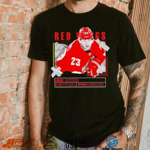 Lucas Raymond number 23 Detroit Red Wings ice hockey player pose paper gift shirt