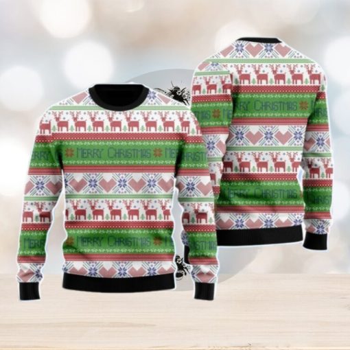 Lue Red Tacky Reindeer Xmas Pattern Christmas Unisex Ugly Sweater