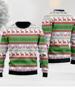 Lue Red Tacky Reindeer Xmas Pattern Christmas Unisex Ugly Sweater