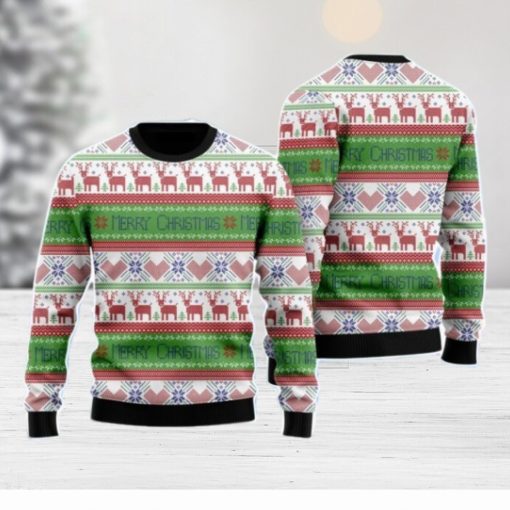 Lue Red Tacky Reindeer Xmas Pattern Christmas Unisex Ugly Sweater