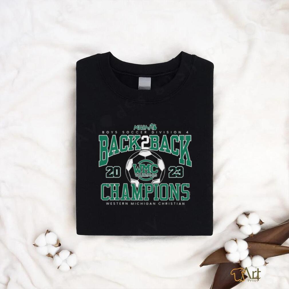 MHSAA Western Michigan Christian Boys Soccer Division 4 Back 2 Back Champions 2023 logo shirt MHSAA Western Michigan Christian Boys Soccer Division 4 Back 2 Back Champions 2023 logo shirt