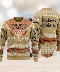 Maker’s Mark Whiskey Knitted Christmas 3D Sweater Gift Holidays