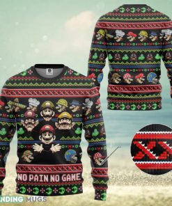 Mario No Pain No Game Ugly Super Mario Luigi Ugly Sweater Bowser Mario Bros Video Game Xmas