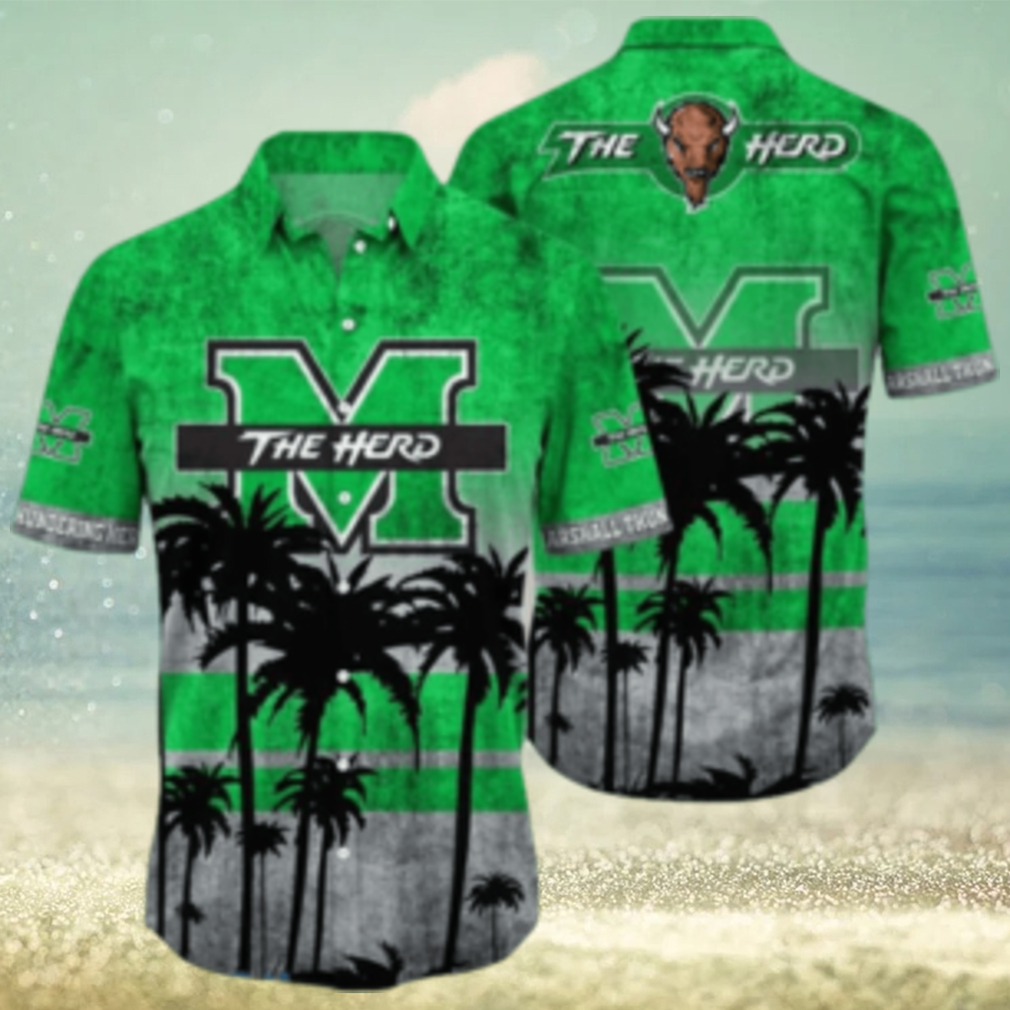 Marshall Thundering Herd Logo Coconut Tropical Hawaiian Shirt Beach Gift For Fans Marshall Thundering Herd Logo Coconut Tropical Hawaiian Shirt Beach Gift For Fans