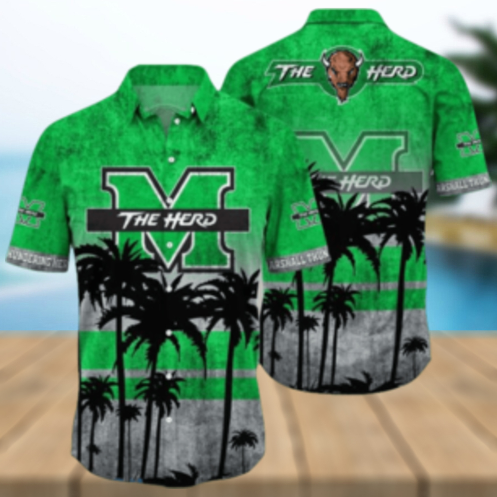 Marshall Thundering Herd Logo Coconut Tropical Hawaiian Shirt Beach Gift For Fans Marshall Thundering Herd Logo Coconut Tropical Hawaiian Shirt Beach Gift For Fans