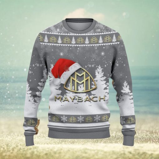 Maybach Logo Wearing Santa Hat Christmas Gift Ugly Christmas Sweater For Men And Women Gift