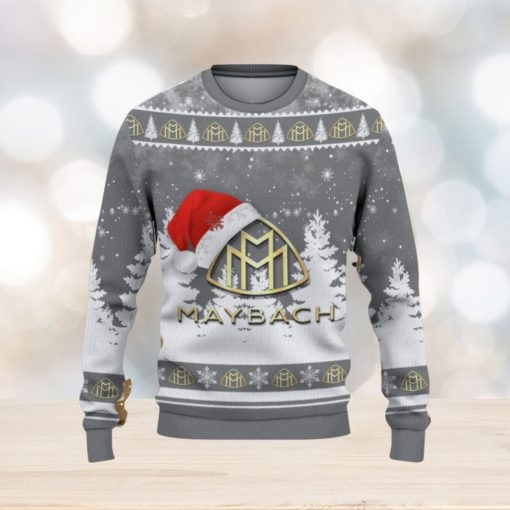 Maybach Logo Wearing Santa Hat Christmas Gift Ugly Christmas Sweater For Men And Women Gift