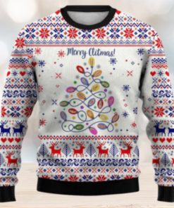 Men’s Cartoon Christmas Tree Print Crewneck Ugly Sweater