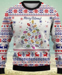 Men’s Cartoon Christmas Tree Print Crewneck Ugly Sweater