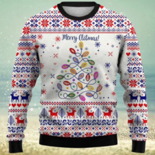 Men’s Cartoon Christmas Tree Print Crewneck Ugly Sweater