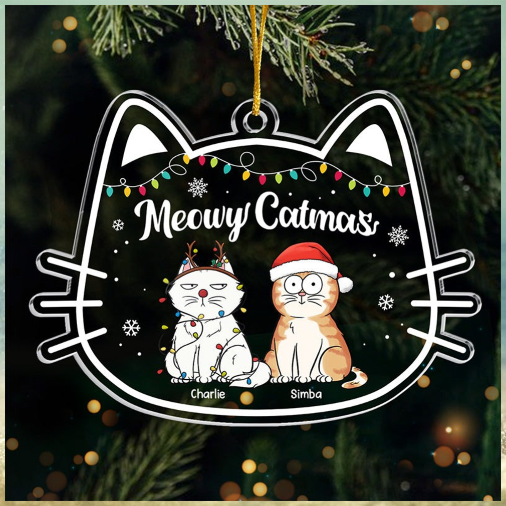 Meowy Catmas Cat Personalized Custom Ornament Acrylic Cat Shaped Christmas Gift For Pet Owners, Pet Lovers Meowy Catmas Cat Personalized Custom Ornament Acrylic Cat Shaped Christmas Gift For Pet Owners, Pet Lovers