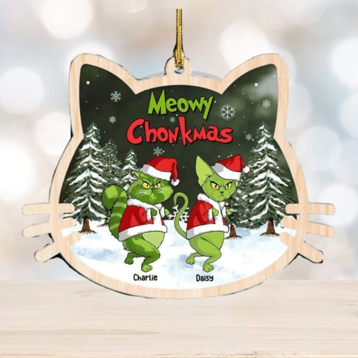 Meowy Chonkmas, Gift For Cat Lover, Personalized Acrylic Ornament