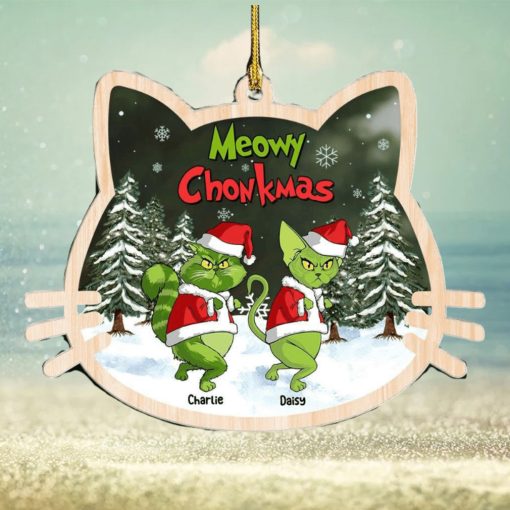 Meowy Chonkmas, Gift For Cat Lover, Personalized Acrylic Ornament