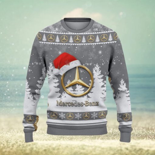 Mercedes Benz Logo Wearing Santa Hat Christmas Gift Ugly Christmas Sweater For Men And Women Gift