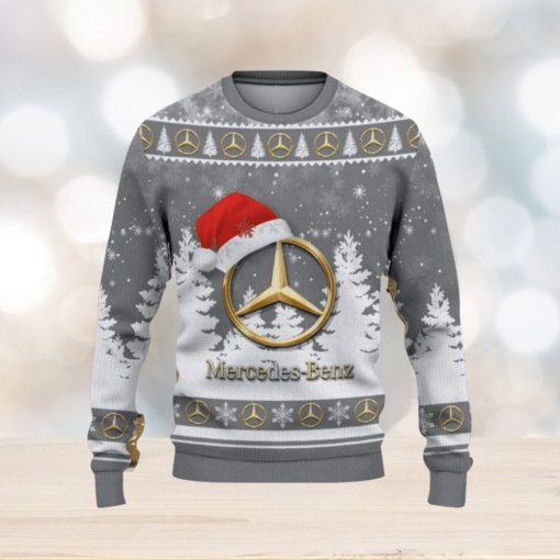 Mercedes Benz Logo Wearing Santa Hat Christmas Gift Ugly Christmas Sweater For Men And Women Gift