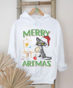 Merry Artmas Cat Painting Christmas Shirt