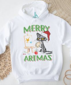 Merry Artmas Cat Painting Christmas Shirt