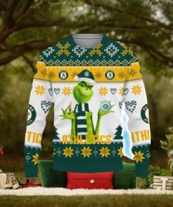 Merry Christmas 2023 Ugly Unisex Baseball American Grinch Cute Oakland Athletics Christmas Sweater