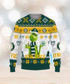 Merry Christmas 2023 Ugly Unisex Baseball American Grinch Cute Oakland Athletics Christmas Sweater