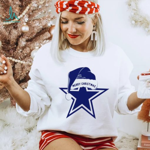 Merry Christmas Dallas Cowboys football Santa hat logo funny shirt