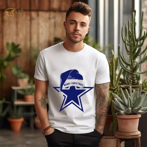 Merry Christmas Dallas Cowboys football Santa hat logo funny shirt