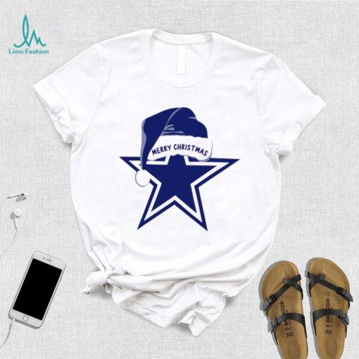 Merry Christmas Dallas Cowboys football Santa hat logo funny shirt