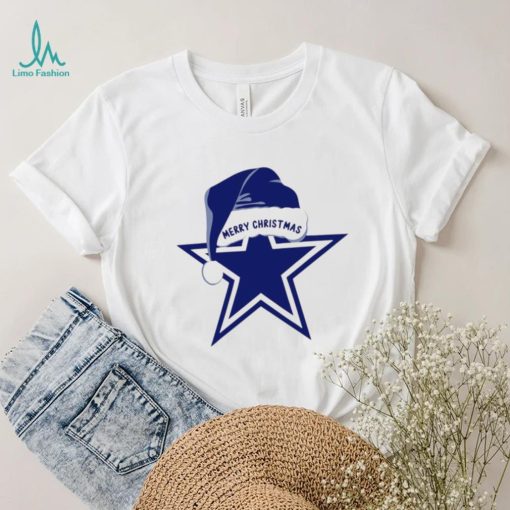 Merry Christmas Dallas Cowboys football Santa hat logo funny shirt