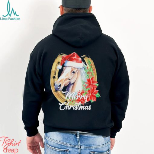Merry Christmas Horse Face Inside Horseshoe Christmas Horse Shirt0