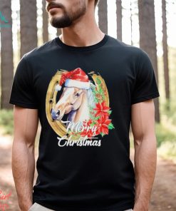 Merry Christmas Horse Face Inside Horseshoe Christmas Horse Shirt1