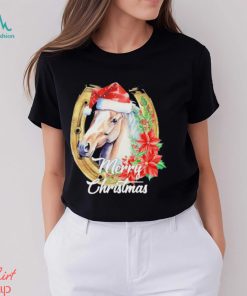 Merry Christmas Horse Face Inside Horseshoe Christmas Horse Shirt2