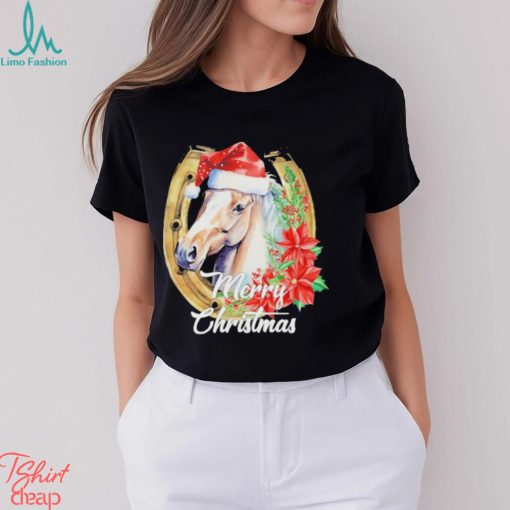 Merry Christmas Horse Face Inside Horseshoe Christmas Horse Shirt2