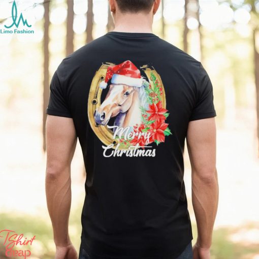 Merry Christmas Horse Face Inside Horseshoe Christmas Horse Shirt3