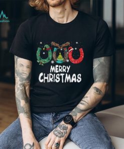 Merry Christmas Horseshoes ELF Reindeer Santa Hats Christmas Horse T Shirt