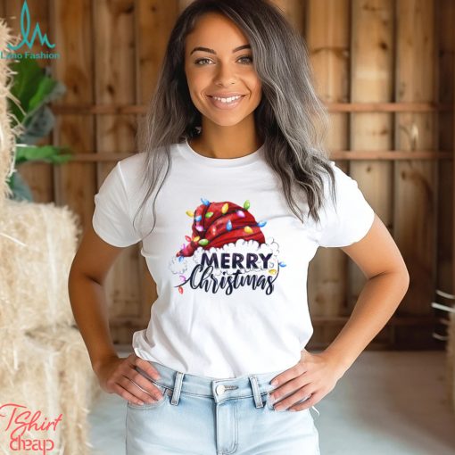 Merry Christmas Santa Hat Light Shirt