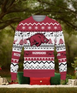 Merry Christmas Snow Pattern Funny Cute Arkansas Razorbacks Gifts Unisex Sweater